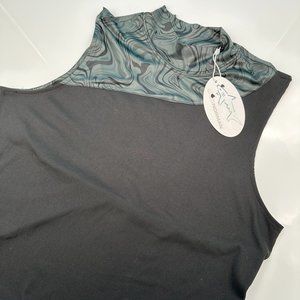 Greg Norman Women's Monica Sleeveless‎ Mock Golf Polo Top, Size Large, Black